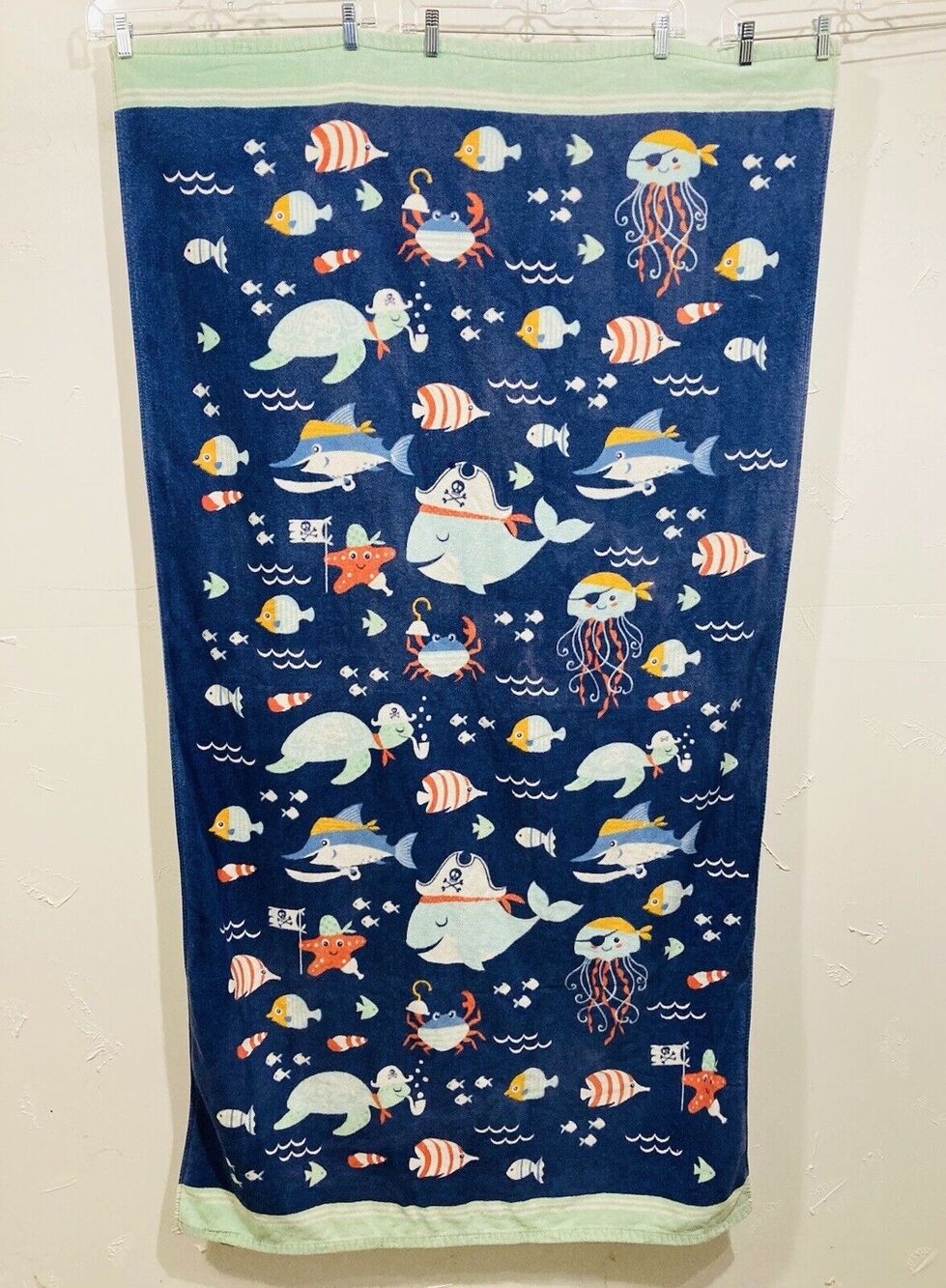 Caro Bath Beach towel Cotton Large Fish Blue Ocean Whale Jellyfish Seaturtle Cra